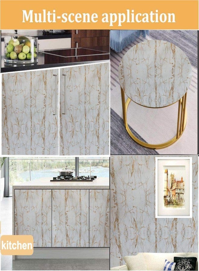Elton White & Gold Matt Marble Furniture Film Wallpaper for Walls Cupboard Door, Almirah, Fridge, Tabletop, Floor DIY & Renovation Project : 40 x 180 Cms - Image 4